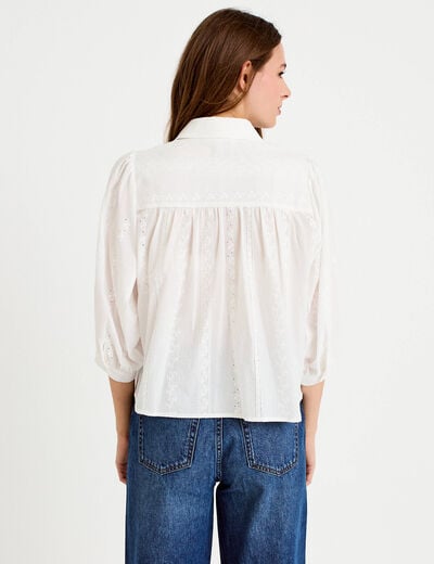 Chemise droite col classique manches 3/4 ecru femme