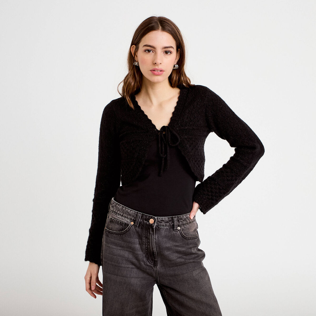 Gilet manches longues noir femme