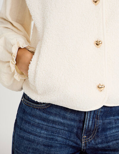 Gilet sans manches effet polaire ecru femme