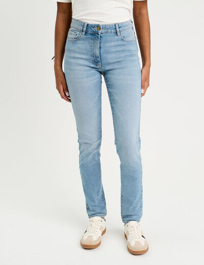 Jeans slim 5 poches denim bleach femme