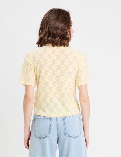 Chemise manches courtes jaune clair femme