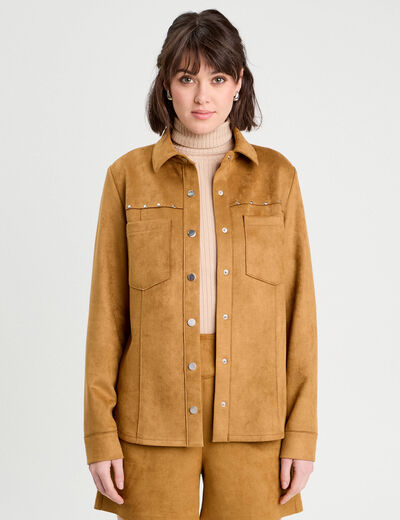 Surchemise suédine camel femme