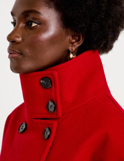 Veste chin&eacute;e col montant manches longues rouge femme