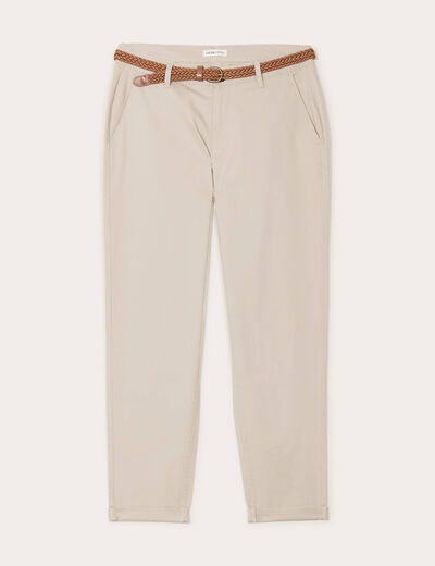 Pantalon chino 7/8ème beige femme