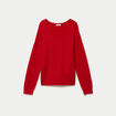 Pull avec col en V rouge femme