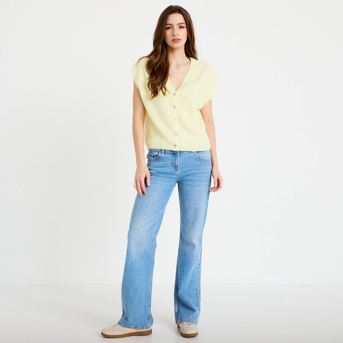 Gilet sans manches jaune clair femme