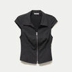 Chemise cintr&eacute;e manches courtes noir femme