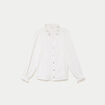 Blouse droite col v manches longues ecru femme