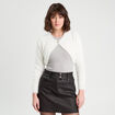Gilet boléro manches longues ecru femme