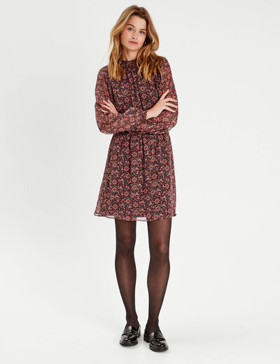 Robe évasée taille smockée rose femme