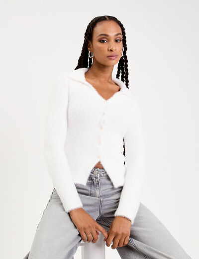 pull coupe ajustée ecru femme