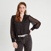 Blouse manches longues noir femme