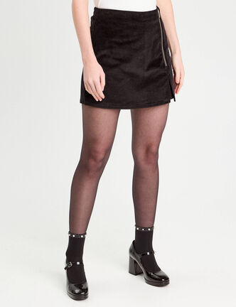 Jupe-short moulante velours noir femme