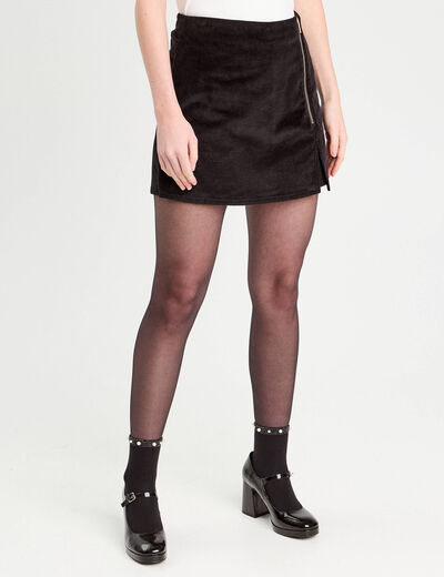 Jupe-short moulante velours noir femme