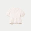 Blouse col v manches courtes brod&eacute;e ecru femme