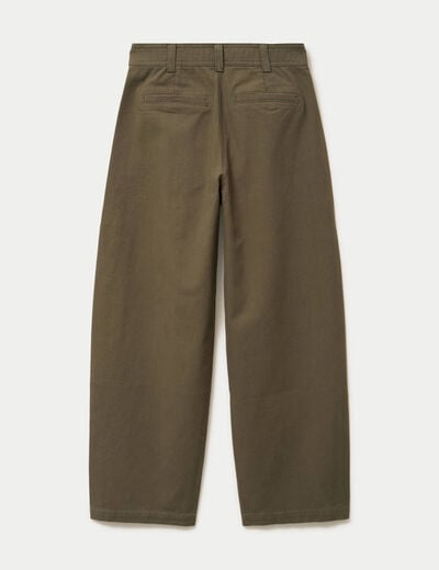 Pantalon chino coupe barrel vert kaki femme