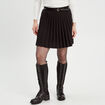 Jupe évasée plissée ceinturée noir femme