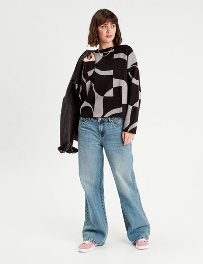 Pull col montant gris femme