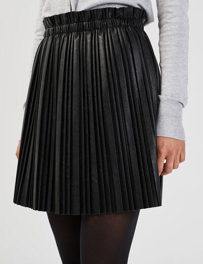 Jupe évasée plissée noir femme
