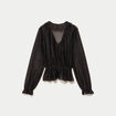 Blouse d&eacute;collet&eacute; manches longues marron fonc&eacute; femme