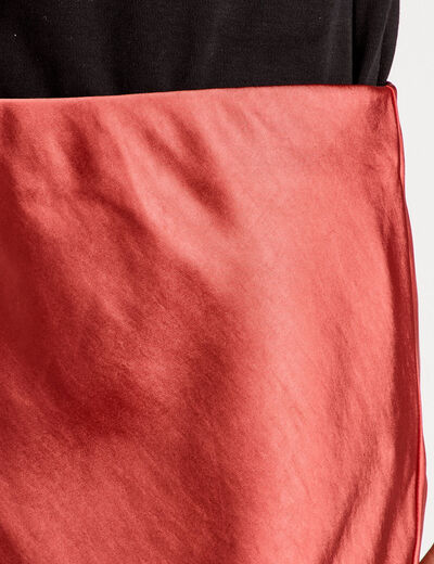Jupe midi droite effet satin vieux rose femme