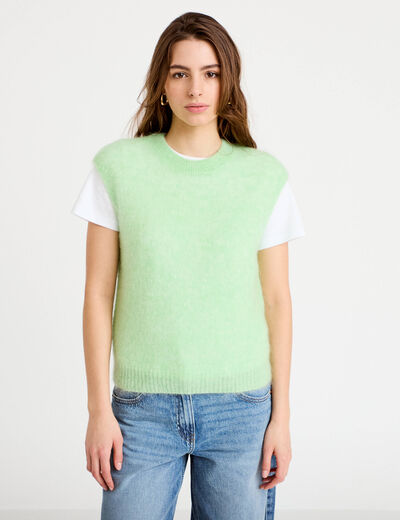 Pull sans manches vert pastel femme