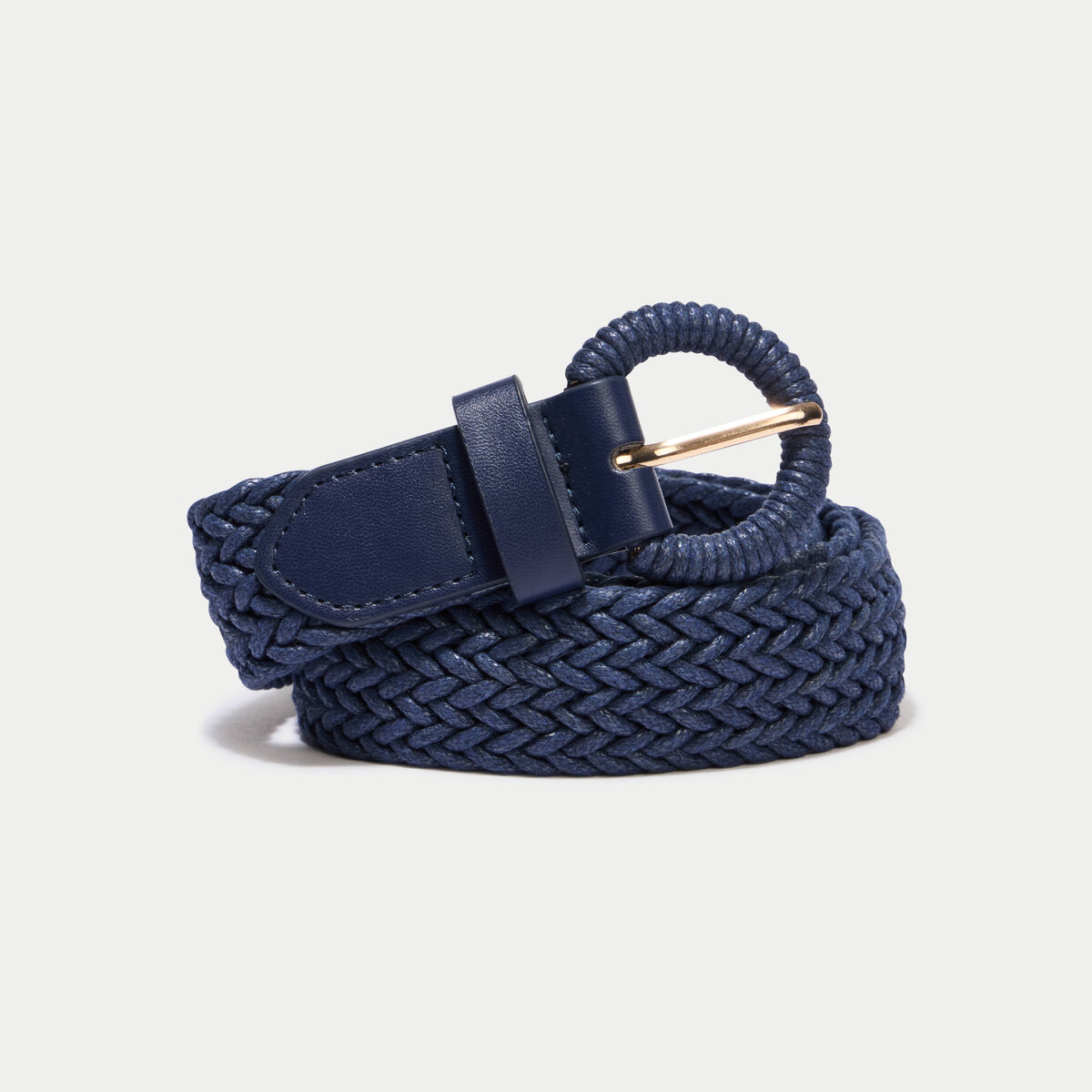 Ceinture tress&eacute;e bleu marine femme