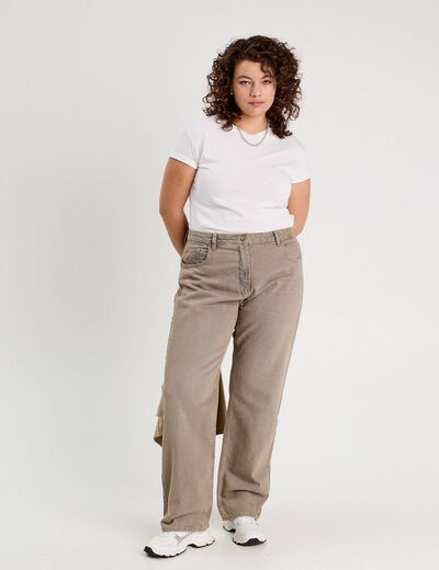 Jeans droit 5 poches marron cognac femme