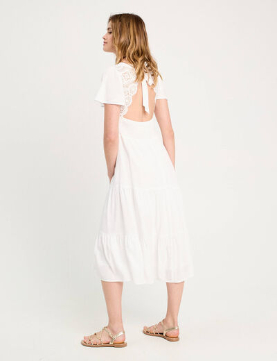 Robe longue évasée blanc femme