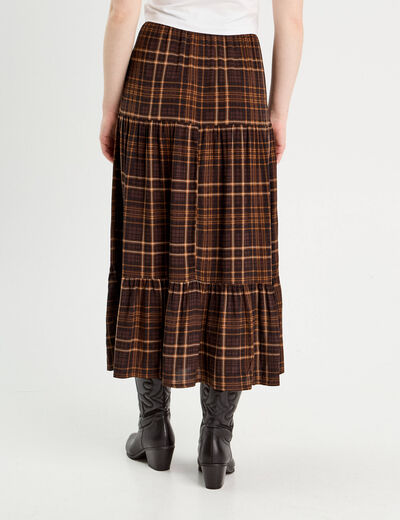 Jupe longue évasée marron foncé femme
