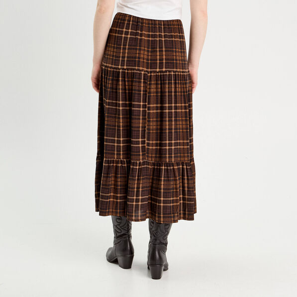 jupe longue evasee marron fonce femme Jupe longue évasée marron foncé femme