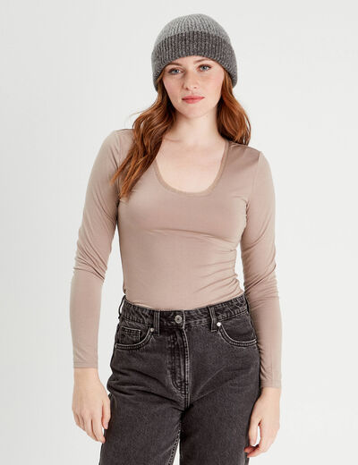 Body thermique manches longues marron femme