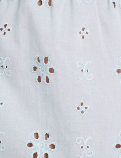 Débardeur broderie anglaise bleu clair femme