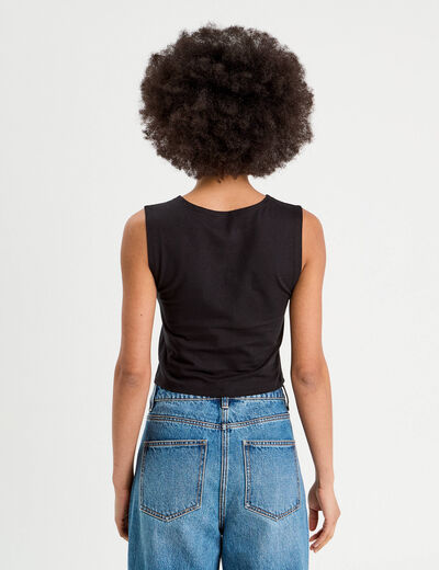 Débardeur cropped noir femme