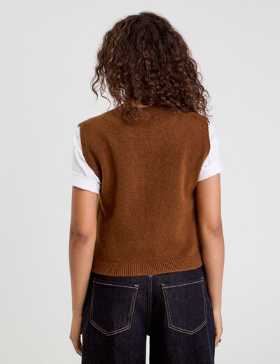 Gilet sans manches noué marron femme