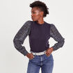 T-shirt effet 2-en-1 bleu foncé femme