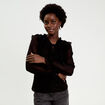 Blouse col v manches longues noir femme