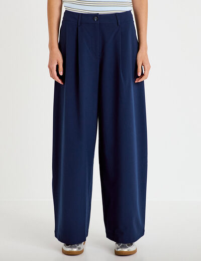 Pantalon bootcut taille standard bleu marine femme