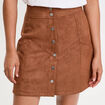 Jupe trap&egrave;ze courte aspect daim marron femme