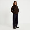 Veste chin&eacute;e col montant manches longues marron fonc&eacute; femme