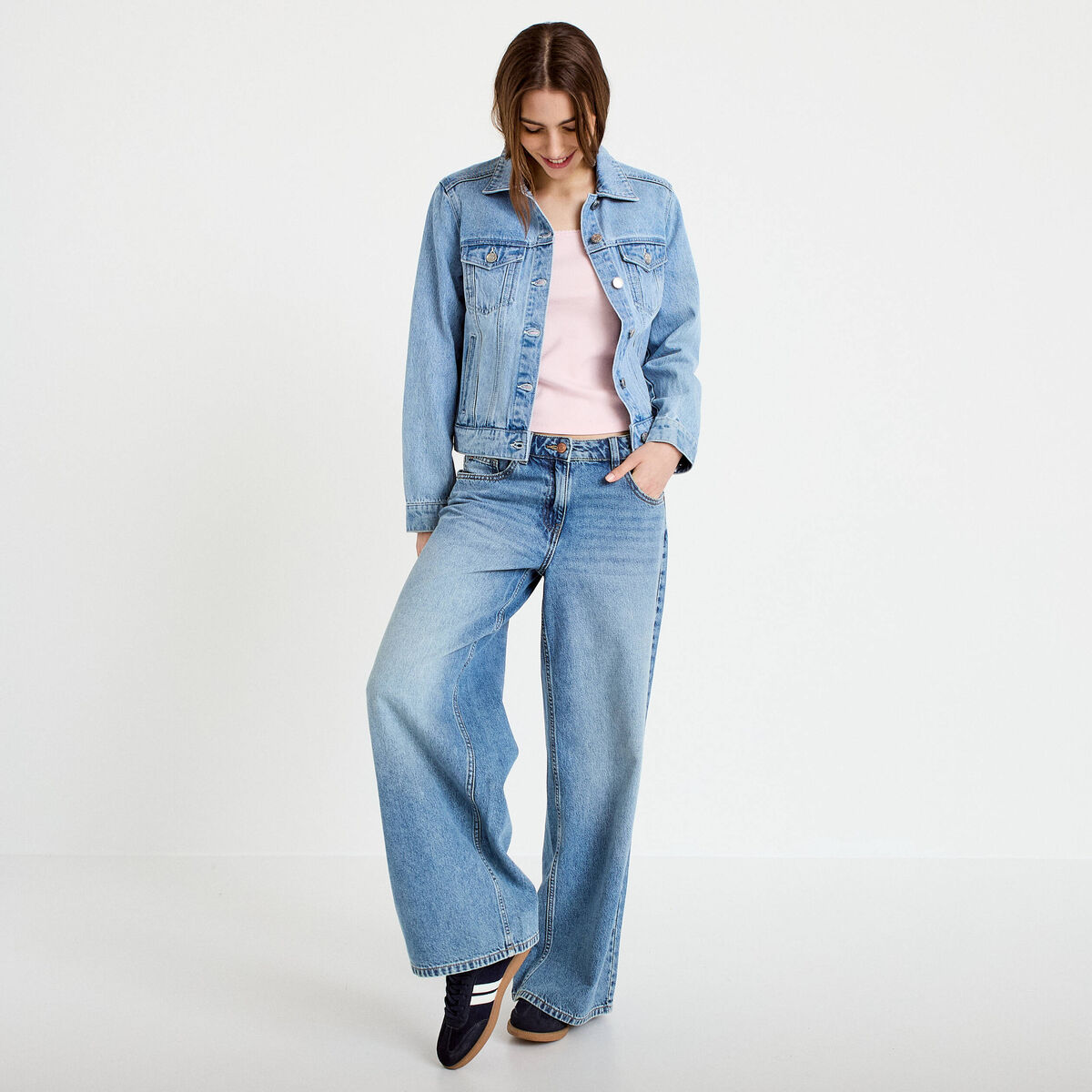 Veste en jean manches longues denim triple stone femme