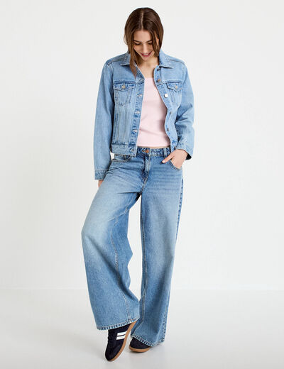 Veste en jean manches longues denim triple stone femme