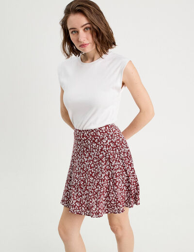 Jupe-short patineuse marron cognac femme
