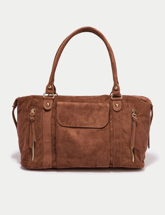 Sac aspect daim camel femme