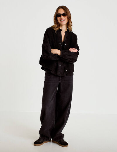 Gilet sans manches effet polaire noir femme