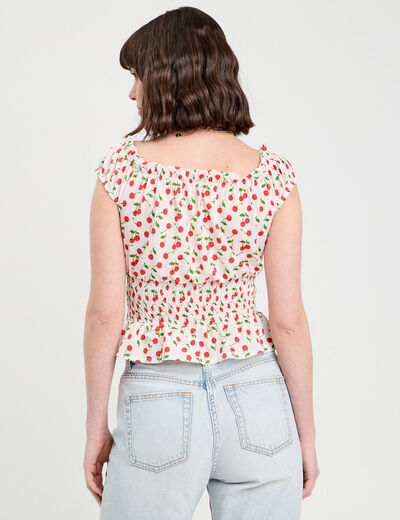 Blouse manches courtes blanc femme