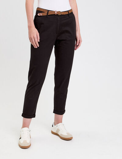 Pantalon chino 7/8ème noir femme
