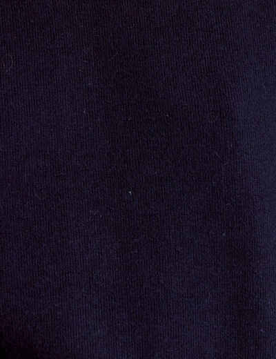 Sweat duveteux col rond manches longues bleu marine femme