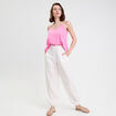 Pantalon large taille standard ecru femme