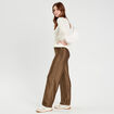 Pantalon large fils métallisés couleur or femme